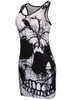 Casual Street Style Round Neck Skull Printed Mini Bodycon Dress