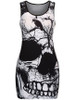 Casual Street Style Round Neck Skull Printed Mini Bodycon Dress