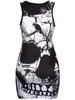 Casual Street Style Round Neck Skull Printed Mini Bodycon Dress