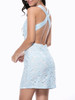 Casual X-Back Deep V-Neck Back Hole Plain Lace Bodycon Dress