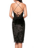Casual Spaghetti Strap Decorative Lace Side Slit Plain Velvet Bodycon Dress