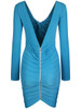 Hot Deep V-Neck Zips Plain Ruched Bodycon Dress