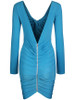 Hot Deep V-Neck Zips Plain Ruched Bodycon Dress