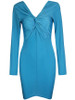 Hot Deep V-Neck Zips Plain Ruched Bodycon Dress
