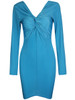 Hot Deep V-Neck Zips Plain Ruched Bodycon Dress