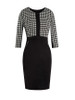 Casual Office Round Neck Zips Houndstooth Bodycon Dress
