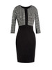 Casual Office Round Neck Zips Houndstooth Bodycon Dress