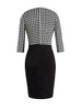 Casual Office Round Neck Zips Houndstooth Bodycon Dress