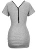 Casual Zips Open Shoulder Solid Bodycon Dress