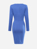 Casual V Neck Patchwork Plain Pleated Split Bodycon-dress