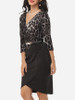 Casual Leopard Patchwork Split Charming V Neck Bodycon-dress