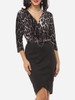 Casual Leopard Patchwork Split Charming V Neck Bodycon-dress