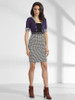 Casual Square Neck Dacron Houndstooth Patchwork Bodycon-dress