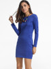 Casual Pockets Boat Neck Dacron Plain Bodycon-dress