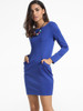Casual Pockets Boat Neck Dacron Plain Bodycon-dress