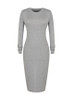 Casual Crew Neck Slit Plain Cotton Blend Bodycon Dress