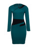 Casual Asymmetric Neckline Color Block Split Bodycon-dress