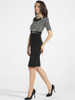 Casual Decorative Buttons Round Neck Cotton Houndstooth Split Bodycon-dress
