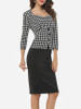 Casual Sweet Heart Decorative Button Split Houndstooth Bodycon Dress
