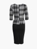 Casual Sweet Heart Decorative Button Split Houndstooth Bodycon Dress