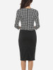 Casual Sweet Heart Decorative Button Split Houndstooth Bodycon Dress