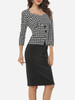 Casual Sweet Heart Decorative Button Split Houndstooth Bodycon Dress