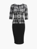 Casual Sweet Heart Decorative Button Split Houndstooth Bodycon Dress