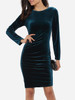 Casual Round Neck Pleated Plain Bodycon-dre