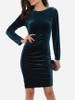 Casual Round Neck Pleated Plain Bodycon-dre