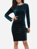 Casual Round Neck Pleated Plain Bodycon-dre