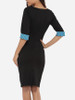 Casual Square Neck Dacron Patchwork Striped Bodycon-dress Casual Square Neck Dacron Patchwork Striped Bodycon-dress
