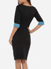 Casual Square Neck Dacron Patchwork Striped Bodycon-dress Casual Square Neck Dacron Patchwork Striped Bodycon-dress