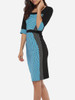 Casual Square Neck Dacron Patchwork Striped Bodycon-dress Casual Square Neck Dacron Patchwork Striped Bodycon-dress