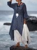 Solid Color Split-side Stand Collar Maxi Dress