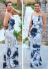Multicolor Patchwork Tie Dye Cascading Ruffle Spaghetti Strap Bohemian Maxi Dress Multicolor Patchwork Tie Dye Cascading Ruffle Spaghetti Strap Bohemian Maxi Dress