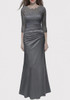 Grey Patchwork Lace Pleated Prom Evening Party Elegant Maxi Dress