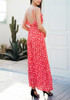 Red Ruffle Side Slit Spaghetti Strap Backless Flowy Bohemian Las Vegas Maxi Dress