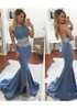 Blue Patchwork 2-in-1 Crop Tie Back Round Neck Maxi Dress