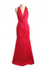 Red Plain Zipper Plunging Neckline Fashion Maxi Dress