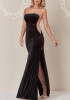 Black Patchwork Grenadine Zipper Sheer Backless Side Slit Formal Party Elegant Maxi Dress