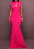 Rose Carmine Ruffle Backless Cut Out Mermaid Elegant Party Maxi Dress