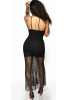 Black Grenadine Condole Belt Plunging Neckline Backless Maxi Dress Black Grenadine Condole Belt Plunging Neckline Backless Maxi Dress