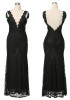 Black Patchwork Lace Plunging Neckline Fashion Maxi Dress Black Patchwork Lace Plunging Neckline Fashion Maxi Dress
