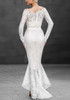 White Off Shoulder Mermaid Bridesmaid Wedding Gowns Prom Evening Party Lace Maxi Dress