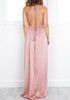Pink Plain Condole Belt Side Slit Maxi Dress