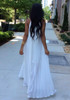 White Pleated Tie Back Sleeveless Halter Neck A-line Bohemian Maxi Dress