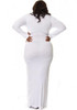 White Plain Cut Out Site Slit Plus Size Plunging Neckline Maxi Dress