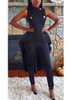 Black Buttons Ruffle Swallowtail Peplum High-low Band Collar Party Maxi Dress