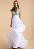 White Patchwork Lace Sequin V-neck Elegant Maxi Dress
