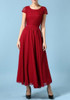 Red Patchwork Lace Draped Short Sleeve Elegant Chiffon Maxi Dress